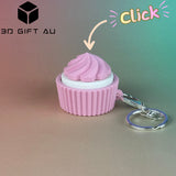 K04 - Cupcake - Strawberry - Fidget Clicker Keychains - Gift, Stress Relief, ASMR, ADHD, Stim, Button Clicker
