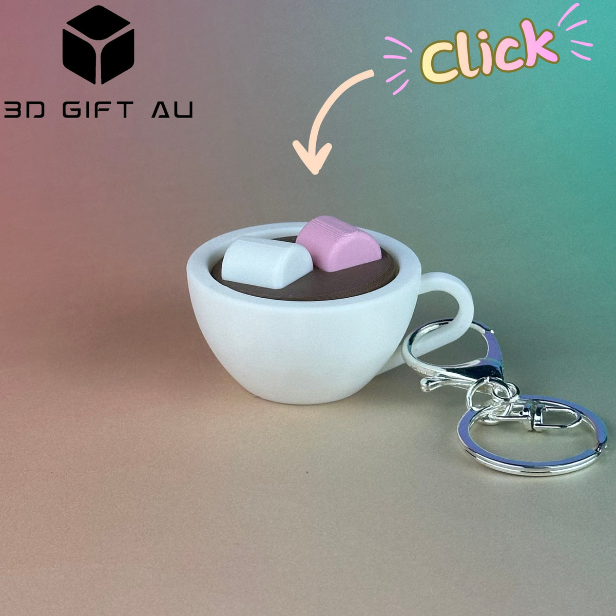 K05 - Chocolate - Marshmallow - Fidget Clicker Keychains - Gift, Stress Relief, ASMR, ADHD, Stim, Button Clicker