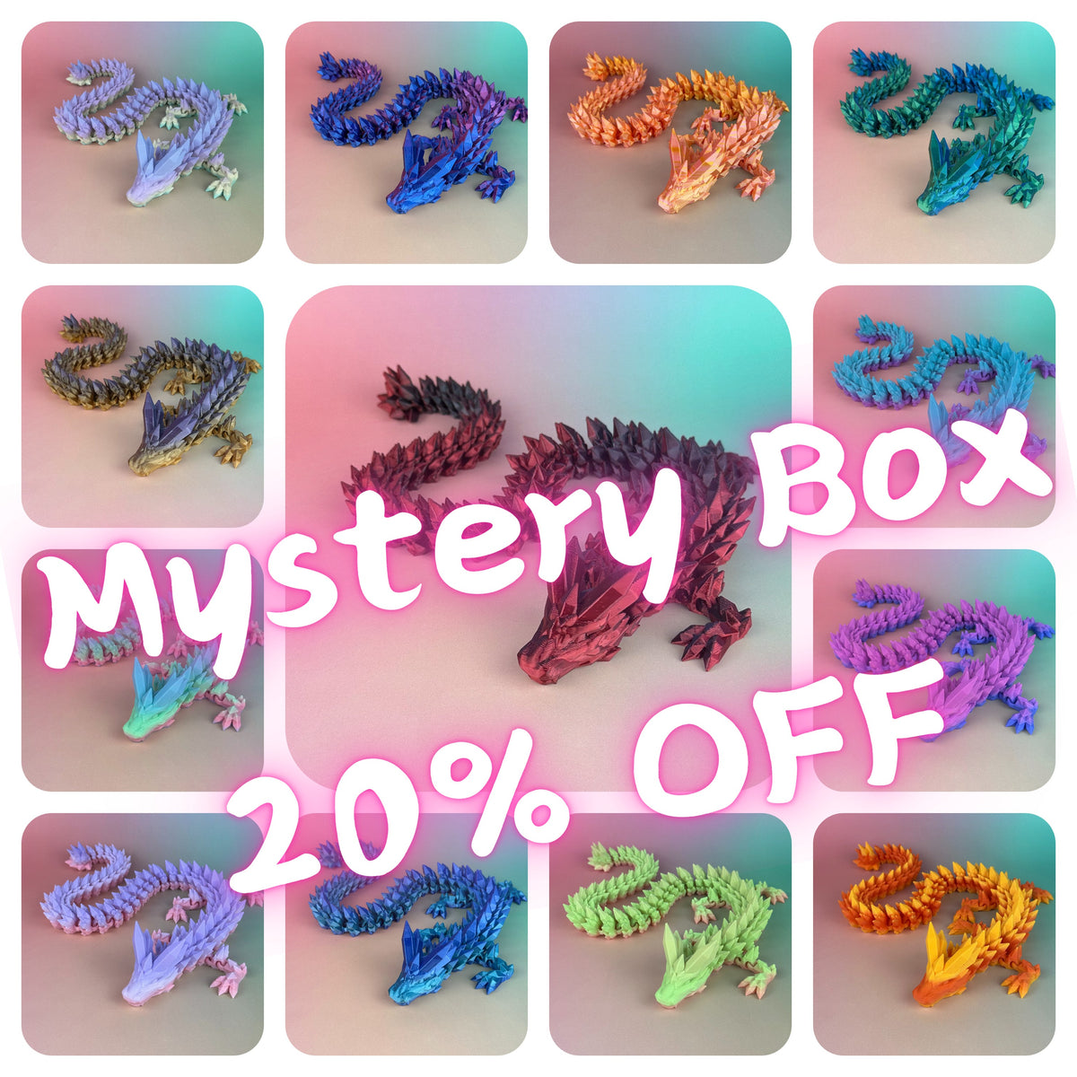 C00 - Crystal Dragons Mystery Box - 3D Dragon, Fridge Magnets, Gift for Children, Fun Toy
