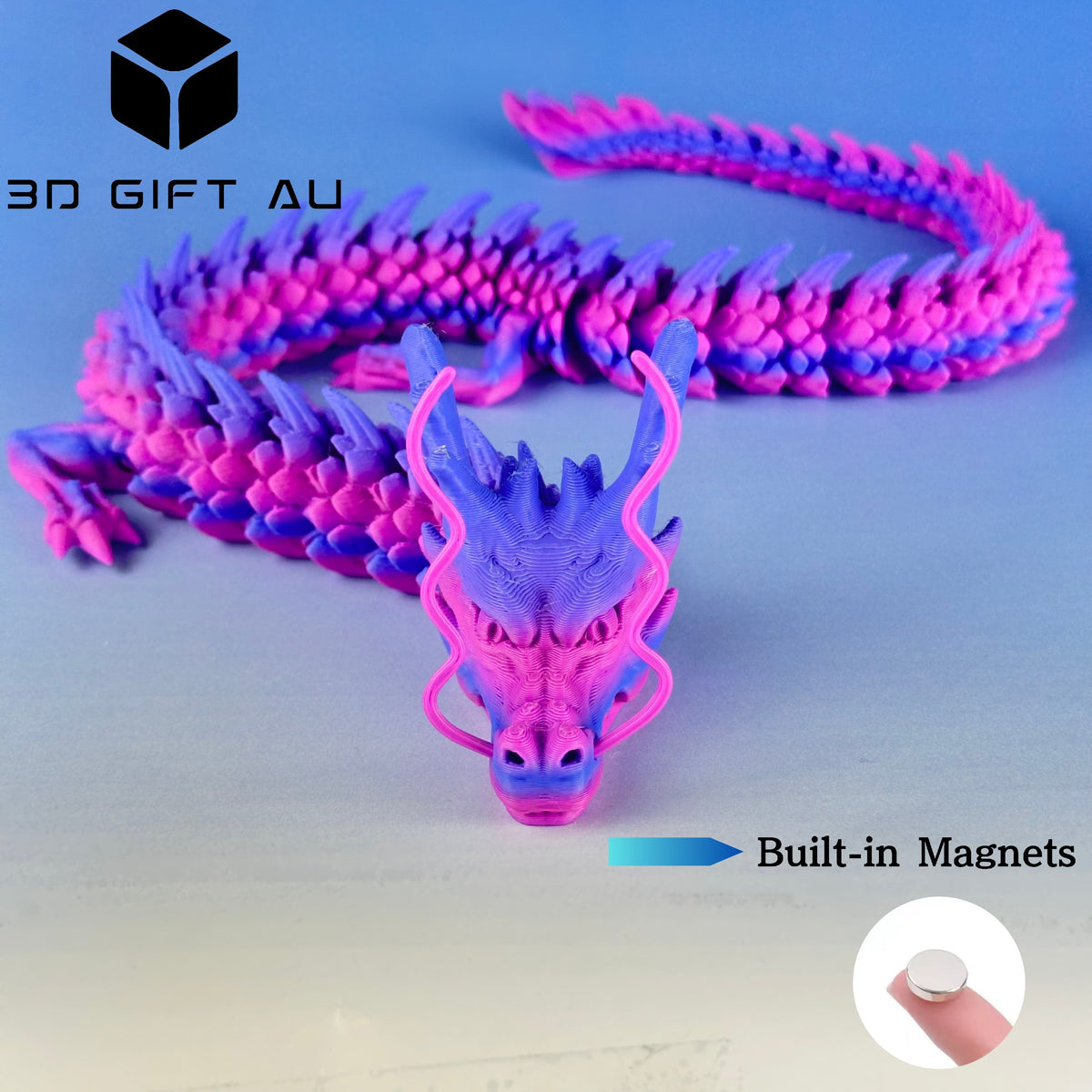 D12 - Sugarplum Dream Chinese Dragon - 3D Dragon, Fridge Magnets, Gift for Children, Fun Toy