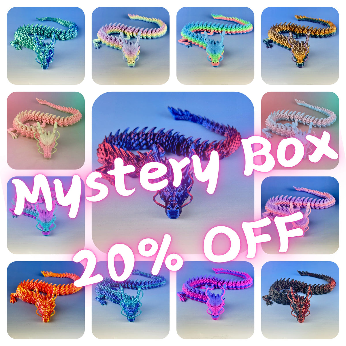 D00 - Chinese Dragons Mystery Box- 3D Dragon, Fridge Magnets, Gift for Children, Fun Toy