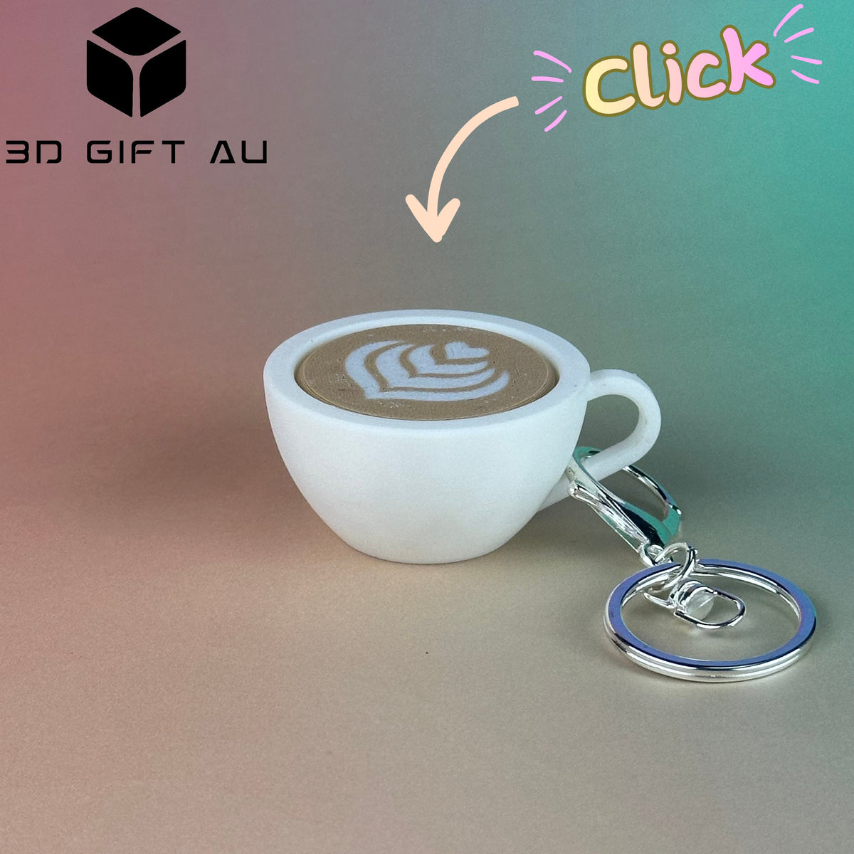 K01 - Coffee - Tulip latte art - Fidget Clicker Keychains - Gift, Stress Relief, ASMR, ADHD, Stim, Button Clicker